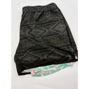Chubbies Shorts Green Aztec Lined Gym Performance 5.5"‎ Inseam Mens Size XXL